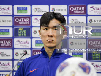 Hwang In-Beom, a player for the Korea Republic National team, arrives to attend a press conference ahead of the AFC Asian Qualifiers Road to...