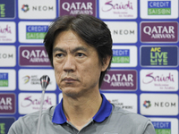 Hong Myung Bo, head coach of the Korea Republic National team, attends a press conference ahead of the AFC Asian Qualifiers Road to 26 match...