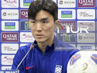 Hwang In-Beom, a player for the Korea Republic National team, arrives to attend a press conference ahead of the AFC Asian Qualifiers Road to...