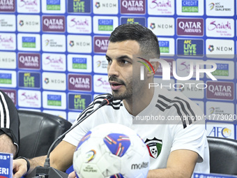 Kuwait National team player Fahad Al Hajiri attends a press conference ahead of the AFC Asian Qualifiers Road to 26 match between Kuwait and...