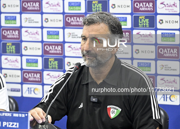 Juan Pizzi, head coach of the Kuwait National Team, attends a press conference ahead of the AFC Asian Qualifiers Road to 26 match between Ku...