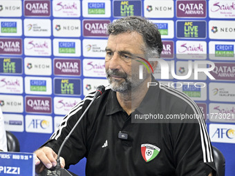 Juan Pizzi, head coach of the Kuwait National Team, attends a press conference ahead of the AFC Asian Qualifiers Road to 26 match between Ku...