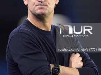 Joseba Etxeberria, Head Coach of SD Eibar, looks on before the LaLiga Hypermotion match between RC Deportivo de La Coruna and SD Eibar at Ab...