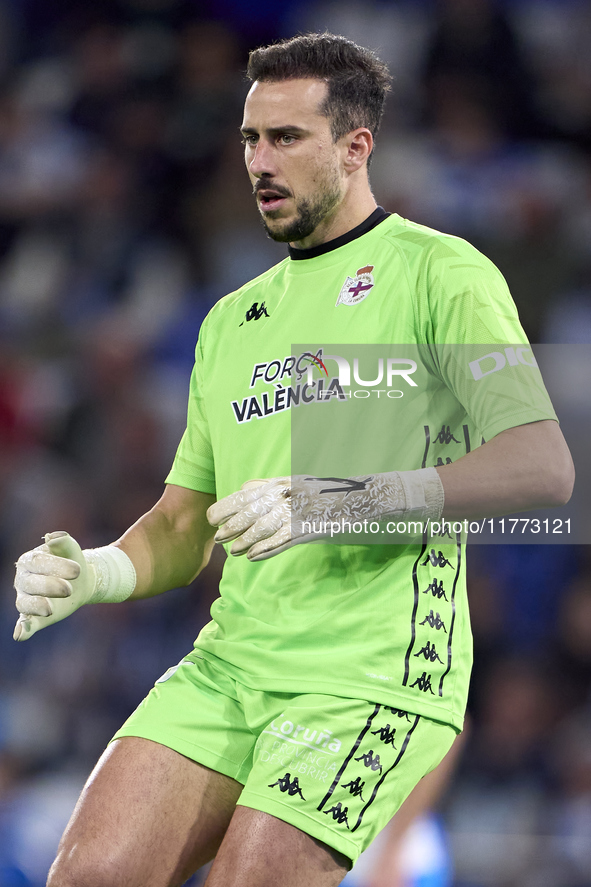 Helton Leite of RC Deportivo de La Coruna looks on during the LaLiga Hypermotion match between RC Deportivo de La Coruna and SD Eibar at Aba...