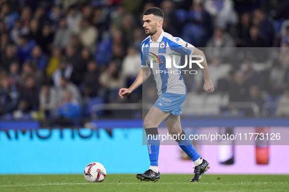 Pablo Vazquez of RC Deportivo de La Coruna is in action during the LaLiga Hypermotion match between RC Deportivo de La Coruna and SD Eibar a...