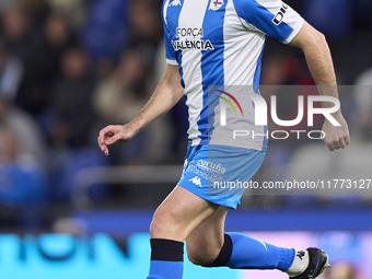 Pablo Vazquez of RC Deportivo de La Coruna is in action during the LaLiga Hypermotion match between RC Deportivo de La Coruna and SD Eibar a...