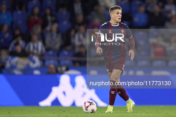 Jose Corpas of SD Eibar is in action during the LaLiga Hypermotion match between RC Deportivo de La Coruna and SD Eibar at Abanca Riazor Sta...