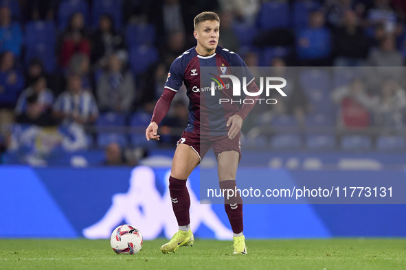 Jose Corpas of SD Eibar is in action during the LaLiga Hypermotion match between RC Deportivo de La Coruna and SD Eibar at Abanca Riazor Sta...