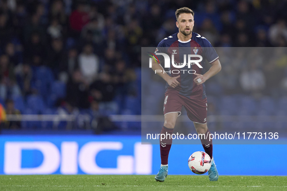 Alvaro Carrillo of SD Eibar is in action during the LaLiga Hypermotion match between RC Deportivo de La Coruna and SD Eibar at Abanca Riazor...