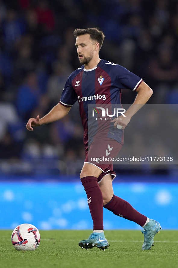 Alvaro Carrillo of SD Eibar is in action during the LaLiga Hypermotion match between RC Deportivo de La Coruna and SD Eibar at Abanca Riazor...