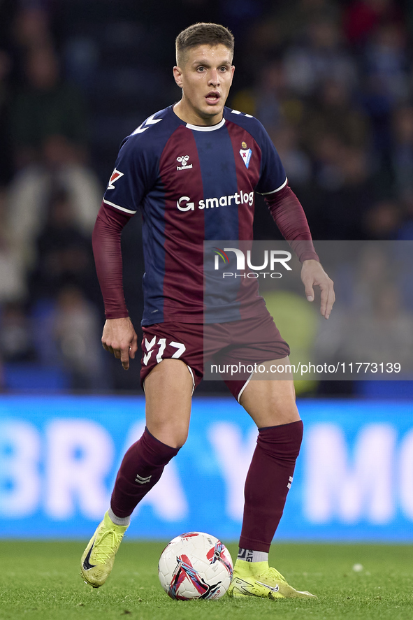 Jose Corpas of SD Eibar is in action during the LaLiga Hypermotion match between RC Deportivo de La Coruna and SD Eibar at Abanca Riazor Sta...