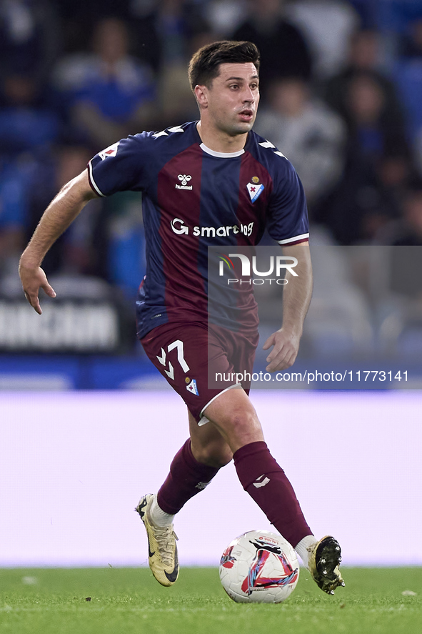 Xeber Alkain of SD Eibar is in action during the LaLiga Hypermotion match between RC Deportivo de La Coruna and SD Eibar at Abanca Riazor St...