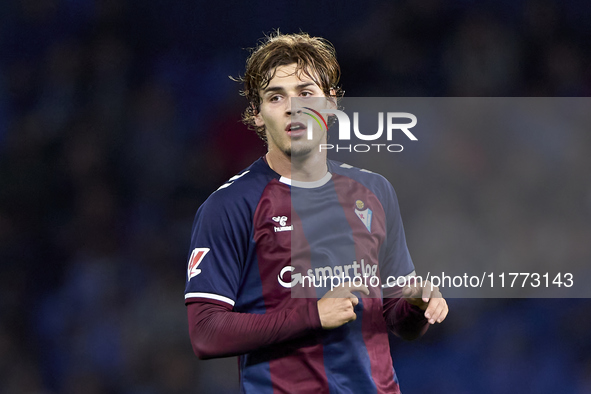 Jorge Pascual of SD Eibar reacts during the LaLiga Hypermotion match between RC Deportivo de La Coruna and SD Eibar at Abanca Riazor Stadium...