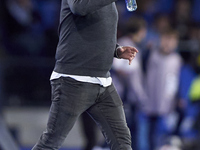 Oscar Gilsanz, Head Coach of RC Deportivo de La Coruna, reacts during the LaLiga Hypermotion match between RC Deportivo de La Coruna and SD...