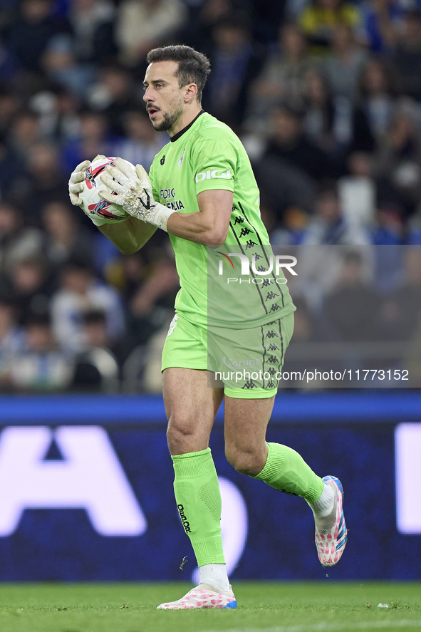 Helton Leite of RC Deportivo de La Coruna is in action during the LaLiga Hypermotion match between RC Deportivo de La Coruna and SD Eibar at...