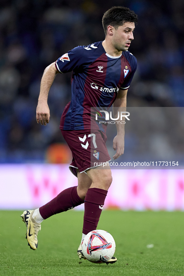 Xeber Alkain of SD Eibar is in action during the LaLiga Hypermotion match between RC Deportivo de La Coruna and SD Eibar at Abanca Riazor St...