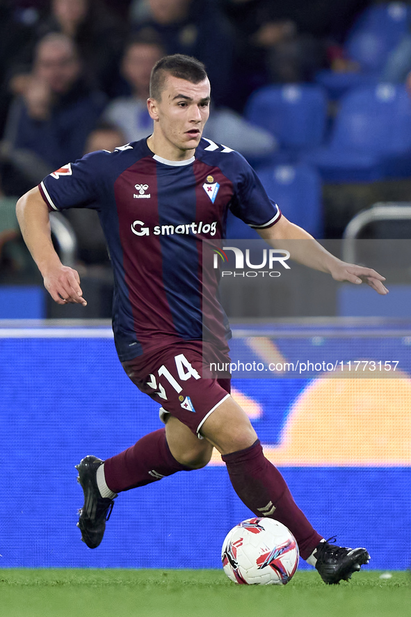 Hodei Arrillaga of SD Eibar is in action during the LaLiga Hypermotion match between RC Deportivo de La Coruna and SD Eibar at Abanca Riazor...