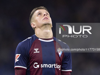 Jose Corpas of SD Eibar reacts during the LaLiga Hypermotion match between RC Deportivo de La Coruna and SD Eibar at Abanca Riazor Stadium i...