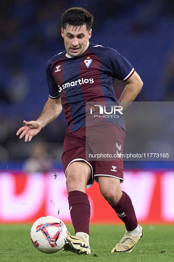 Xeber Alkain of SD Eibar is in action during the LaLiga Hypermotion match between RC Deportivo de La Coruna and SD Eibar at Abanca Riazor St...