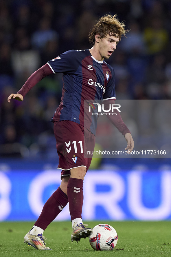 Jorge Pascual of SD Eibar plays during the LaLiga Hypermotion match between RC Deportivo de La Coruna and SD Eibar at Abanca Riazor Stadium...