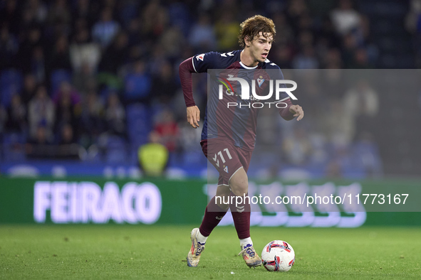 Jorge Pascual of SD Eibar plays during the LaLiga Hypermotion match between RC Deportivo de La Coruna and SD Eibar at Abanca Riazor Stadium...