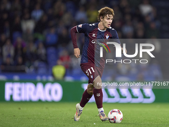 Jorge Pascual of SD Eibar plays during the LaLiga Hypermotion match between RC Deportivo de La Coruna and SD Eibar at Abanca Riazor Stadium...