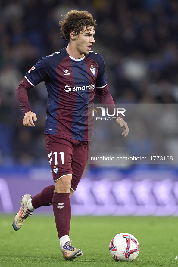 Jorge Pascual of SD Eibar plays during the LaLiga Hypermotion match between RC Deportivo de La Coruna and SD Eibar at Abanca Riazor Stadium...