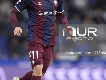 Jorge Pascual of SD Eibar plays during the LaLiga Hypermotion match between RC Deportivo de La Coruna and SD Eibar at Abanca Riazor Stadium...