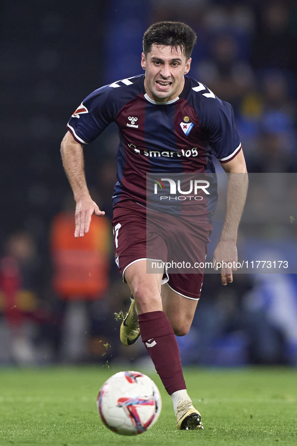 Xeber Alkain of SD Eibar is in action during the LaLiga Hypermotion match between RC Deportivo de La Coruna and SD Eibar at Abanca Riazor St...