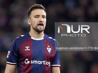 Alvaro Carrillo of SD Eibar reacts during the LaLiga Hypermotion match between RC Deportivo de La Coruna and SD Eibar at Abanca Riazor Stadi...