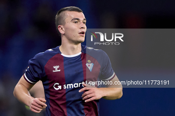 Hodei Arrillaga of SD Eibar looks on during the LaLiga Hypermotion match between RC Deportivo de La Coruna and SD Eibar at Abanca Riazor Sta...