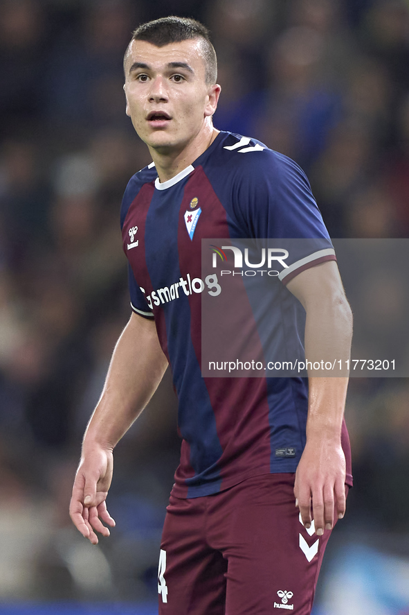 Hodei Arrillaga of SD Eibar looks on during the LaLiga Hypermotion match between RC Deportivo de La Coruna and SD Eibar at Abanca Riazor Sta...