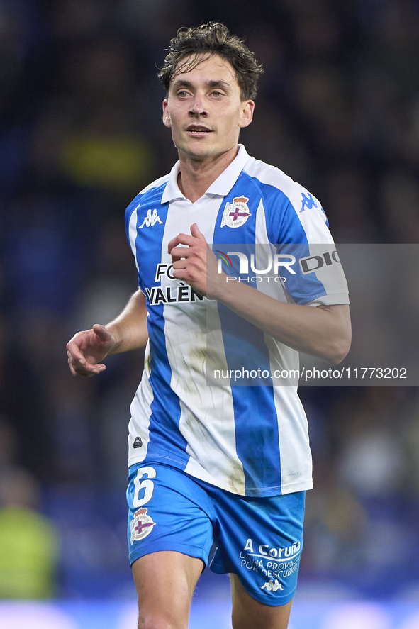 Alex Petxarroman of RC Deportivo de La Coruna looks on during the LaLiga Hypermotion match between RC Deportivo de La Coruna and SD Eibar at...