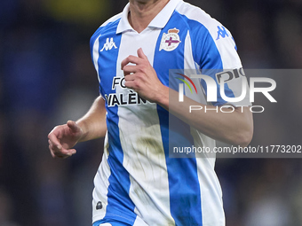 Alex Petxarroman of RC Deportivo de La Coruna looks on during the LaLiga Hypermotion match between RC Deportivo de La Coruna and SD Eibar at...