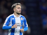 David Mella of RC Deportivo de La Coruna looks on during the LaLiga Hypermotion match between RC Deportivo de La Coruna and SD Eibar at Aban...