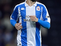 David Mella of RC Deportivo de La Coruna looks on during the LaLiga Hypermotion match between RC Deportivo de La Coruna and SD Eibar at Aban...