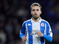 David Mella of RC Deportivo de La Coruna looks on during the LaLiga Hypermotion match between RC Deportivo de La Coruna and SD Eibar at Aban...