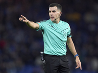 Referee Jose Antonio Sanchez Villalobos reacts during the LaLiga Hypermotion match between RC Deportivo de La Coruna and SD Eibar at Abanca...