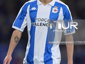 Diego Villares of RC Deportivo de La Coruna looks on during the LaLiga Hypermotion match between RC Deportivo de La Coruna and SD Eibar at A...