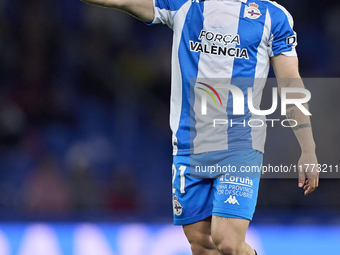 Mario Soriano of RC Deportivo de La Coruna reacts during the LaLiga Hypermotion match between RC Deportivo de La Coruna and SD Eibar at Aban...