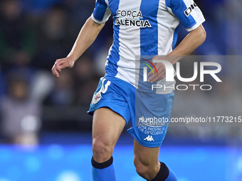 Yeremay Hernandez of RC Deportivo de La Coruna is in action during the LaLiga Hypermotion match between RC Deportivo de La Coruna and SD Eib...