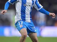 David Mella of RC Deportivo de La Coruna plays during the LaLiga Hypermotion match between RC Deportivo de La Coruna and SD Eibar at Abanca...