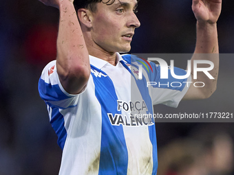 Alex Petxarroman of RC Deportivo de La Coruna takes a throw-in during the LaLiga Hypermotion match between RC Deportivo de La Coruna and SD...