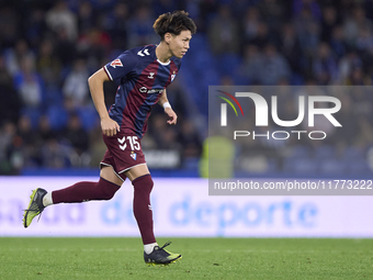 Kento Hashimoto of SD Eibar is in action during the LaLiga Hypermotion match between RC Deportivo de La Coruna and SD Eibar at Abanca Riazor...