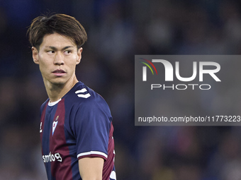 Kento Hashimoto of SD Eibar looks on during the LaLiga Hypermotion match between RC Deportivo de La Coruna and SD Eibar at Abanca Riazor Sta...