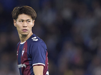 Kento Hashimoto of SD Eibar looks on during the LaLiga Hypermotion match between RC Deportivo de La Coruna and SD Eibar at Abanca Riazor Sta...