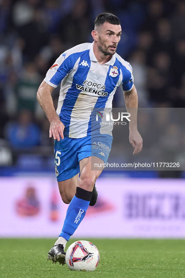 Pablo Vazquez of RC Deportivo de La Coruna is in action during the LaLiga Hypermotion match between RC Deportivo de La Coruna and SD Eibar a...