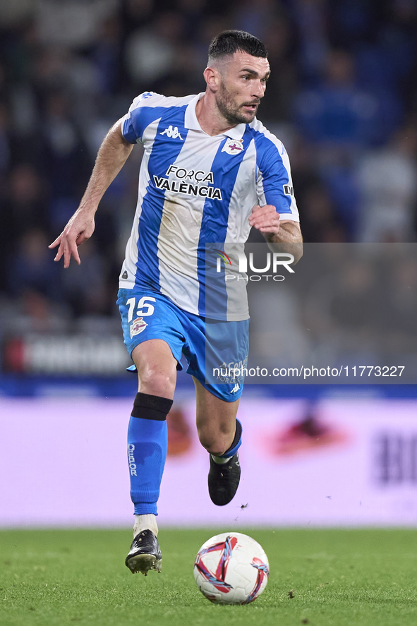 Pablo Vazquez of RC Deportivo de La Coruna is in action during the LaLiga Hypermotion match between RC Deportivo de La Coruna and SD Eibar a...