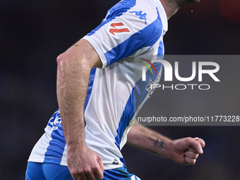 Pablo Vazquez of RC Deportivo de La Coruna looks on during the LaLiga Hypermotion match between RC Deportivo de La Coruna and SD Eibar at Ab...