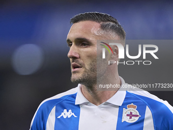 Lucas Perez of RC Deportivo de La Coruna looks on during the LaLiga Hypermotion match between RC Deportivo de La Coruna and SD Eibar at Aban...